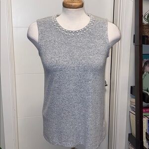 Jewelled neckline sleeveless sweater tank